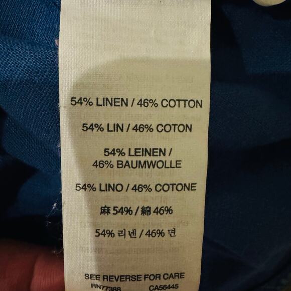 J. Crew Mens Linen Cotton Blue Leafy Button Up Long Sleeve Shirt Size Large NEW - Picture 6 of 8